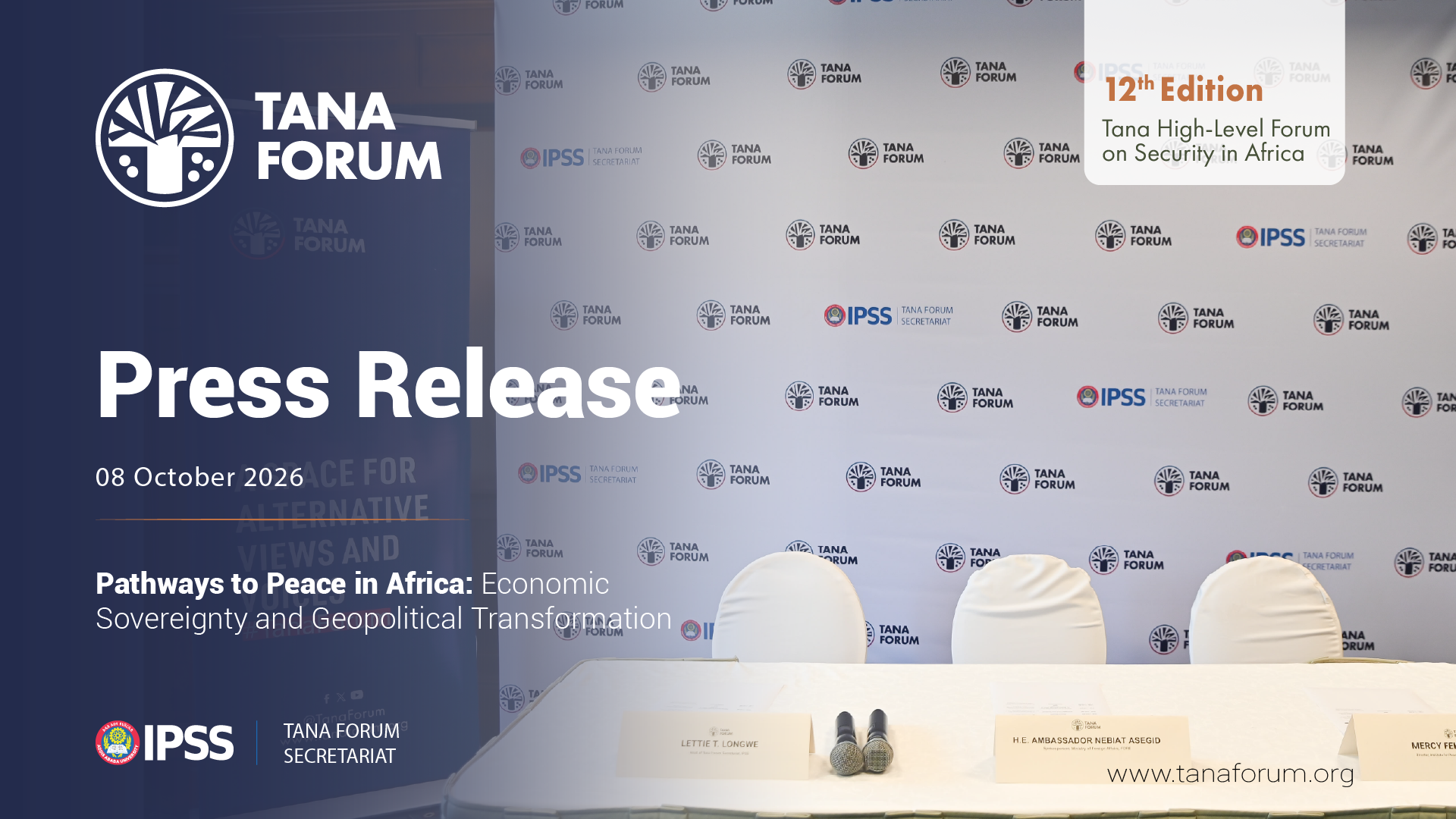 Tana Forum to Convene 12th Edition on the ‘’Pathways to Peace in Africa”